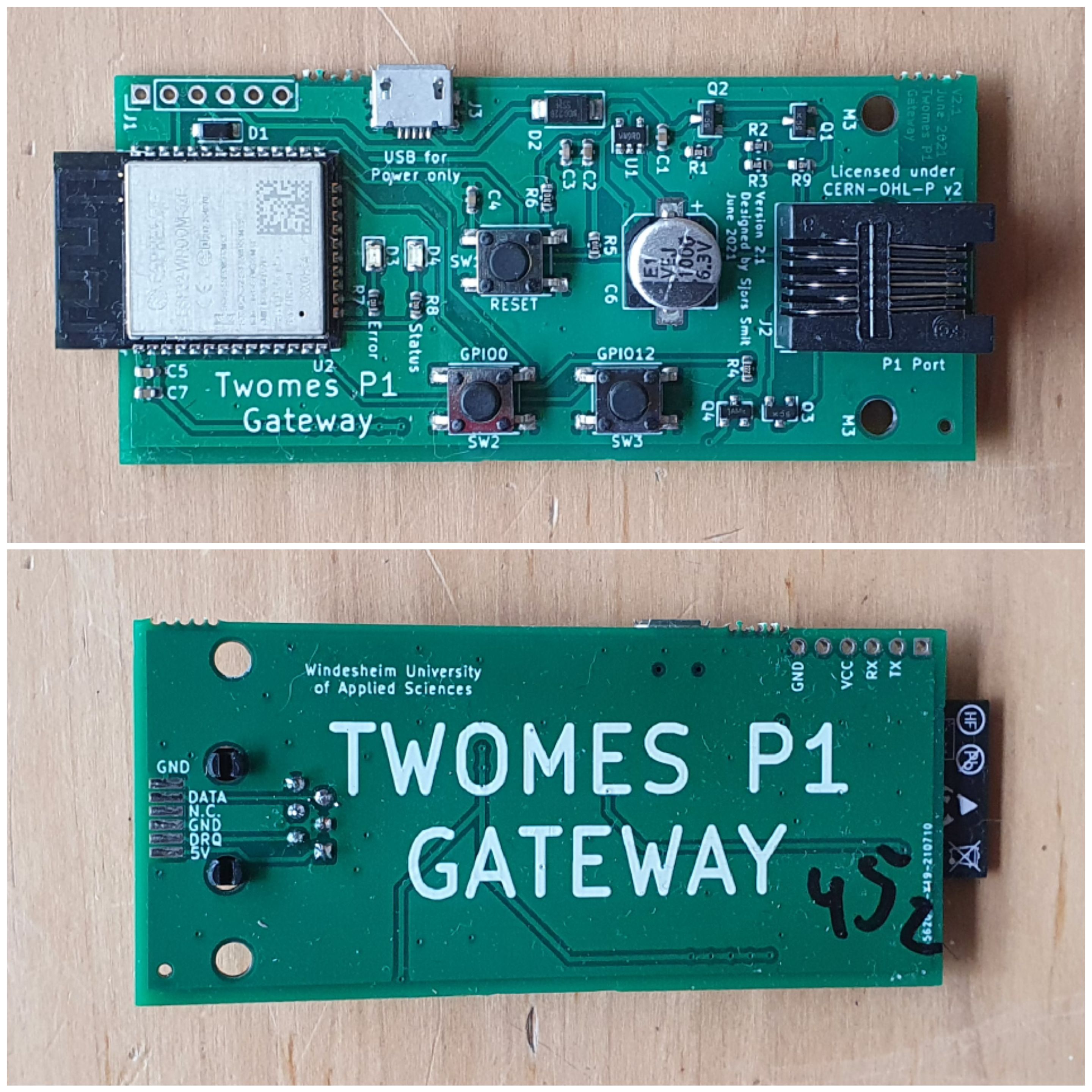 Twomes p1-gateway hardware, from the project README