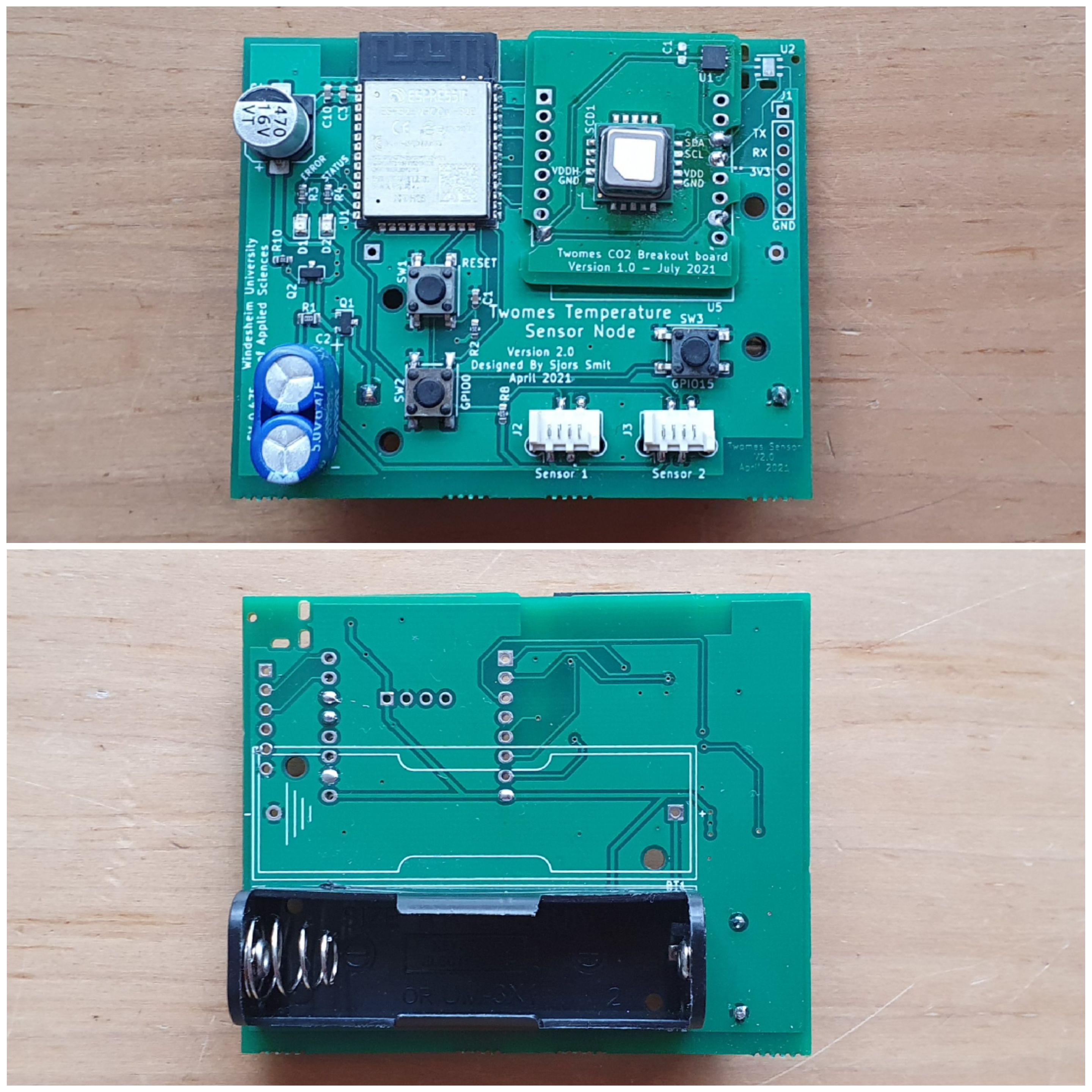 Twomes temp monitor hardware, from the project README