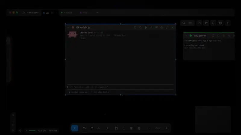 Dictation — hold ⌘⌥ and speak, let go, local Whisper types the words into Claude Code's prompt, you press Enter