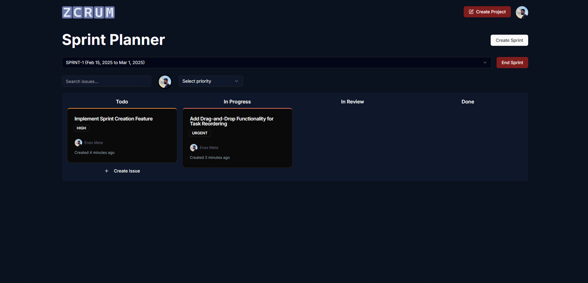 GitHub - enesmetek/zcrum: Zcrum is a project management application ...