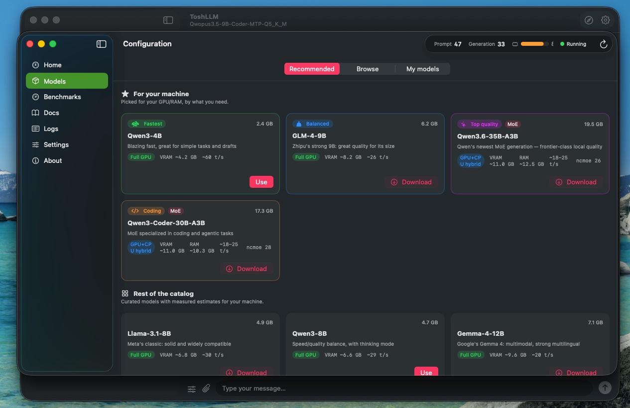 ToshLLM model manager