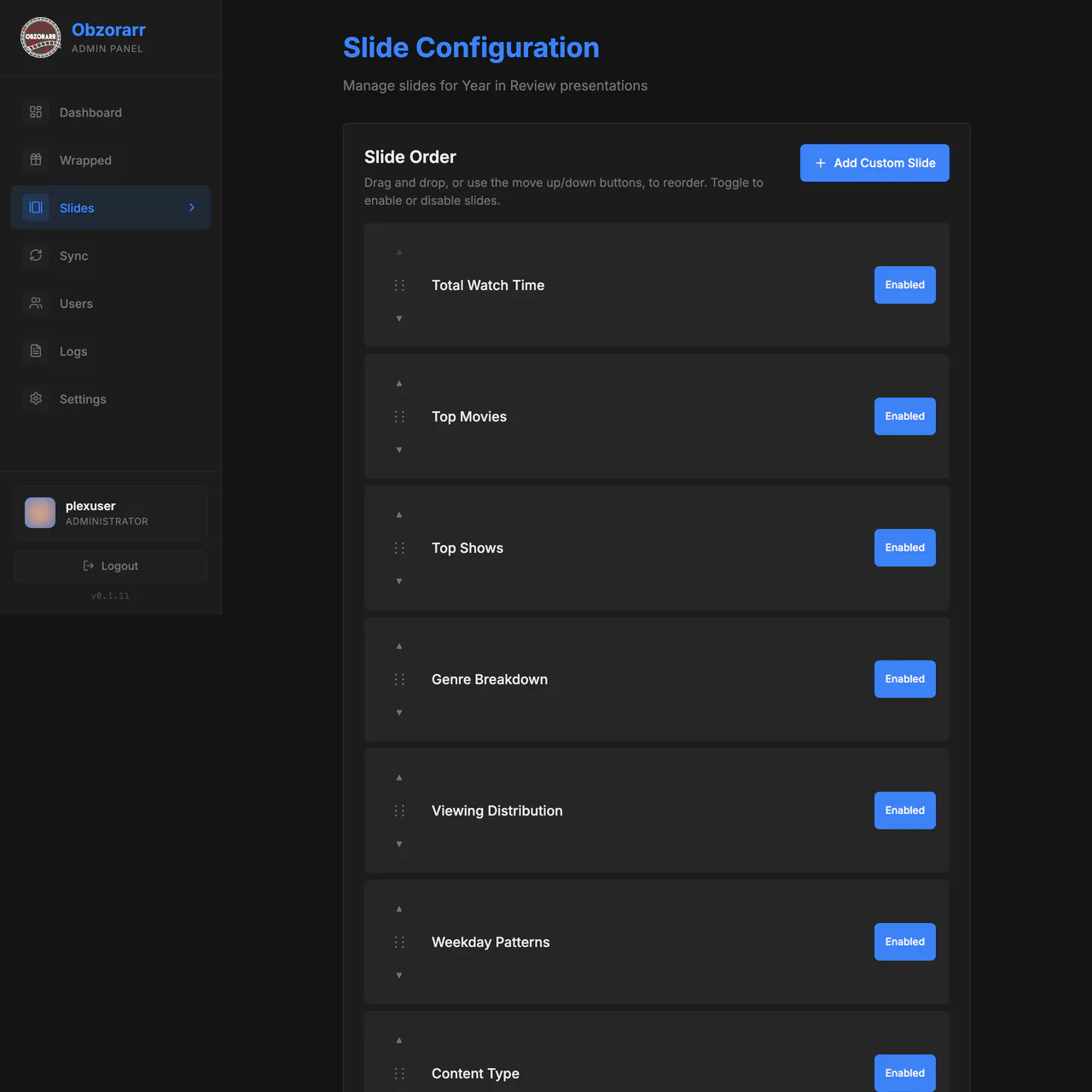Slide order editor