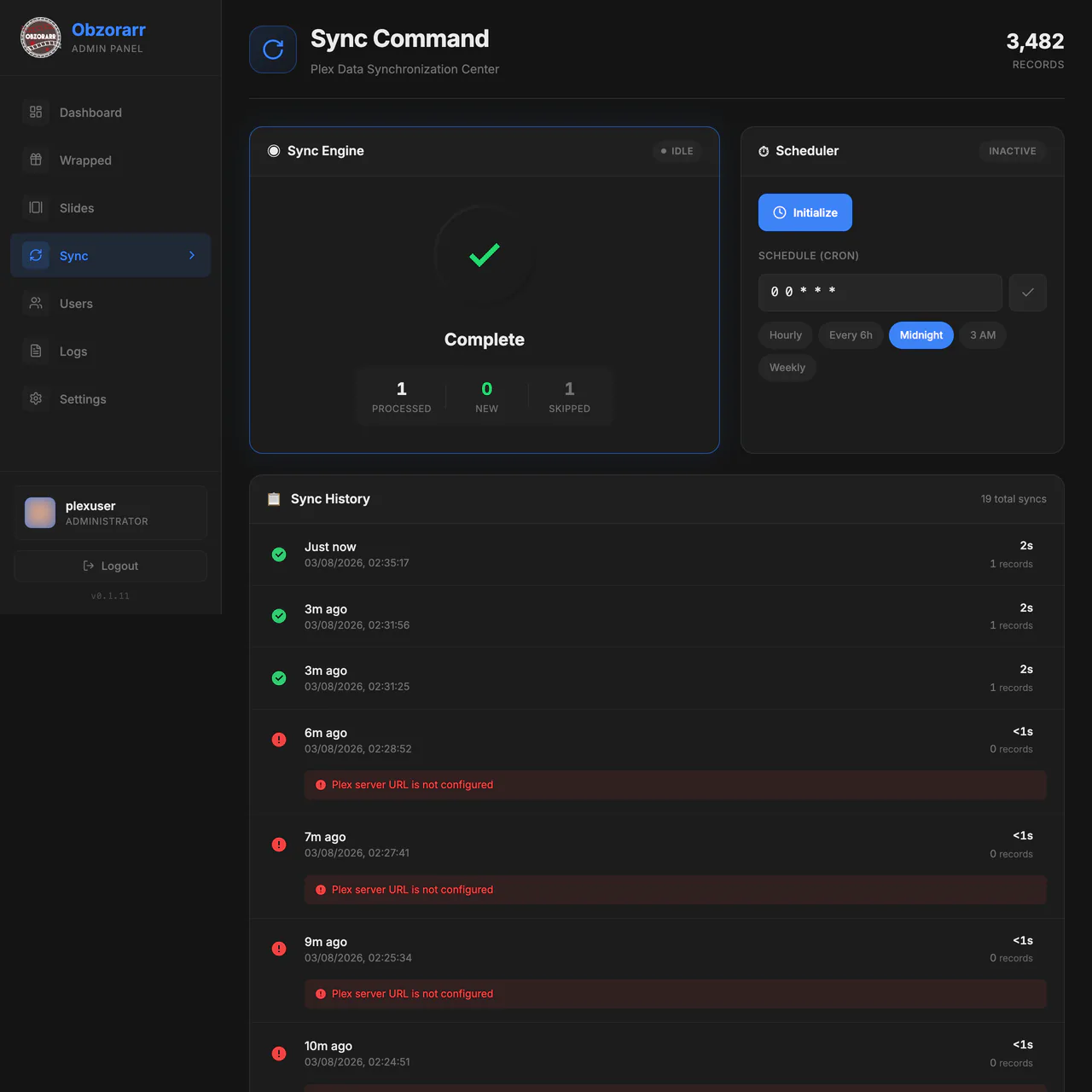 Sync running with live progress