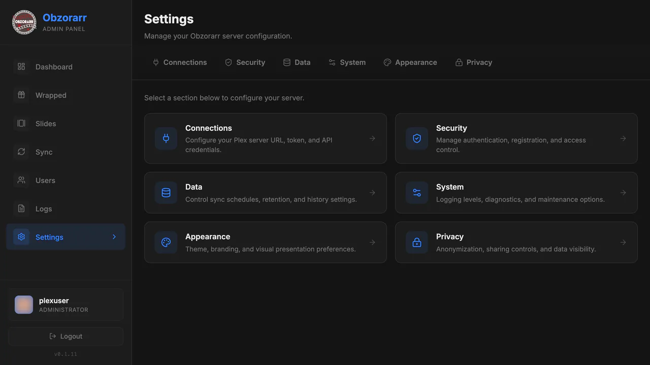 Settings index