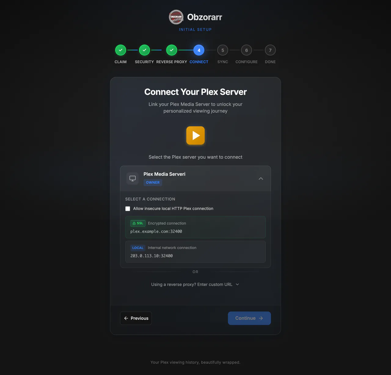Plex connection choice