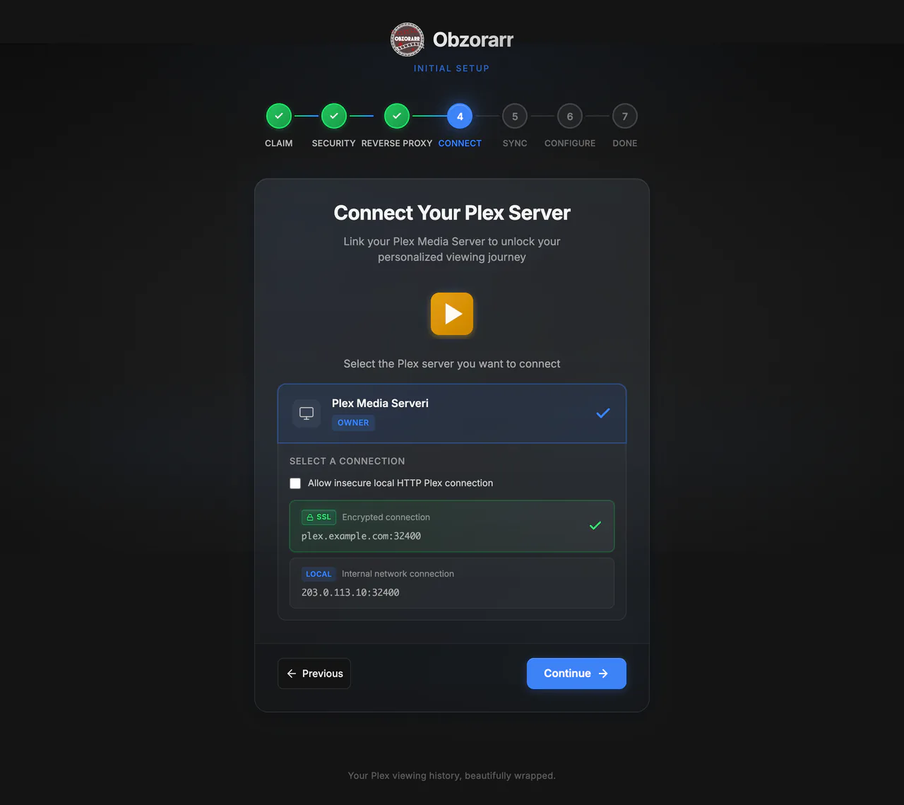 Plex server connected