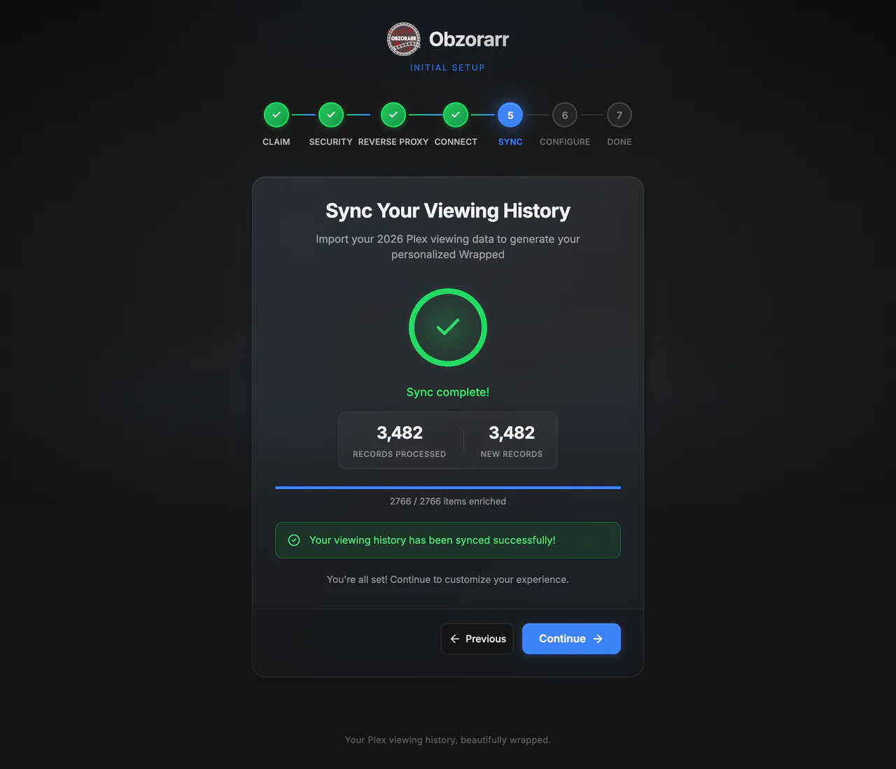 First sync complete