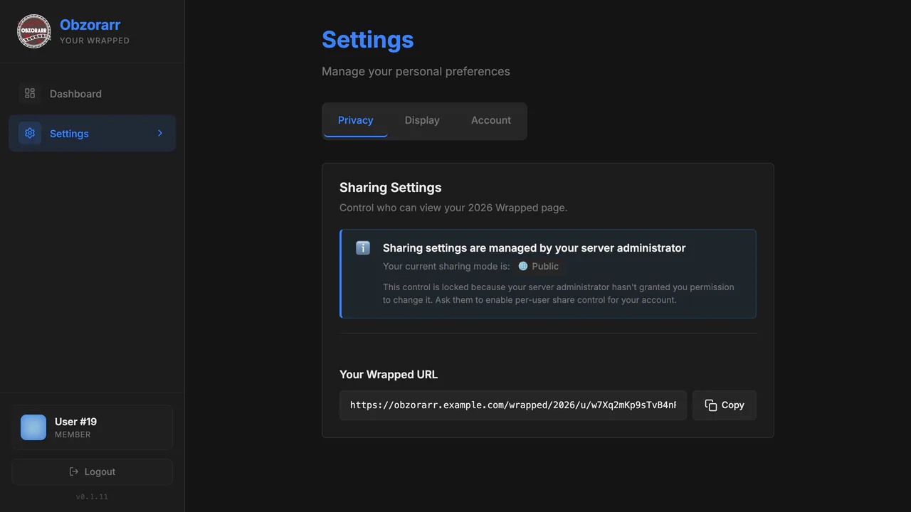 User sharing preferences
