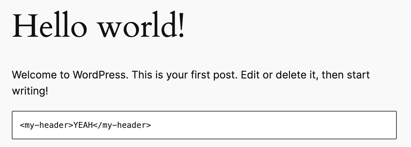 my-header tag in raw html block