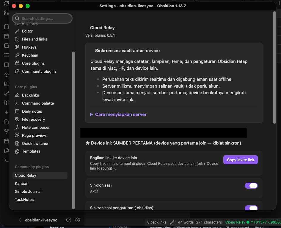 Cloud Relay settings