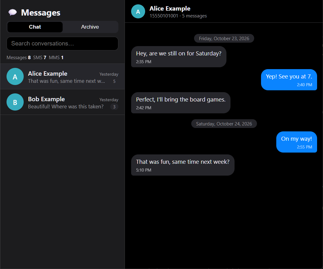 sms-toolkit chat-style viewer