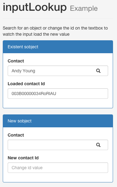 inputLookup Example showing an existing subject box and a new subject box.