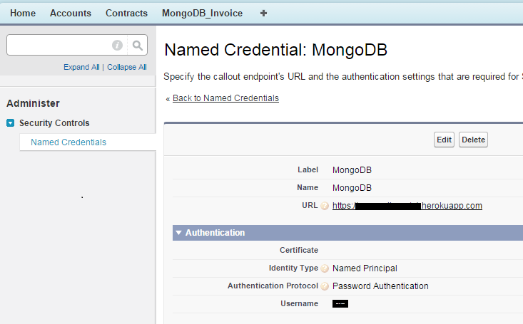 Showing how to create a new Salesforce Named Credential