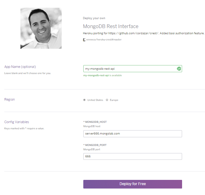 Showing how to deploy MongoDB proxy on your personal Heroku account