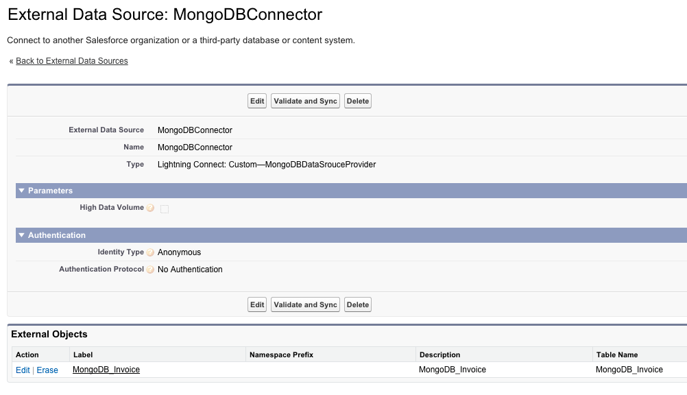 Showing how to configure the External Data Source