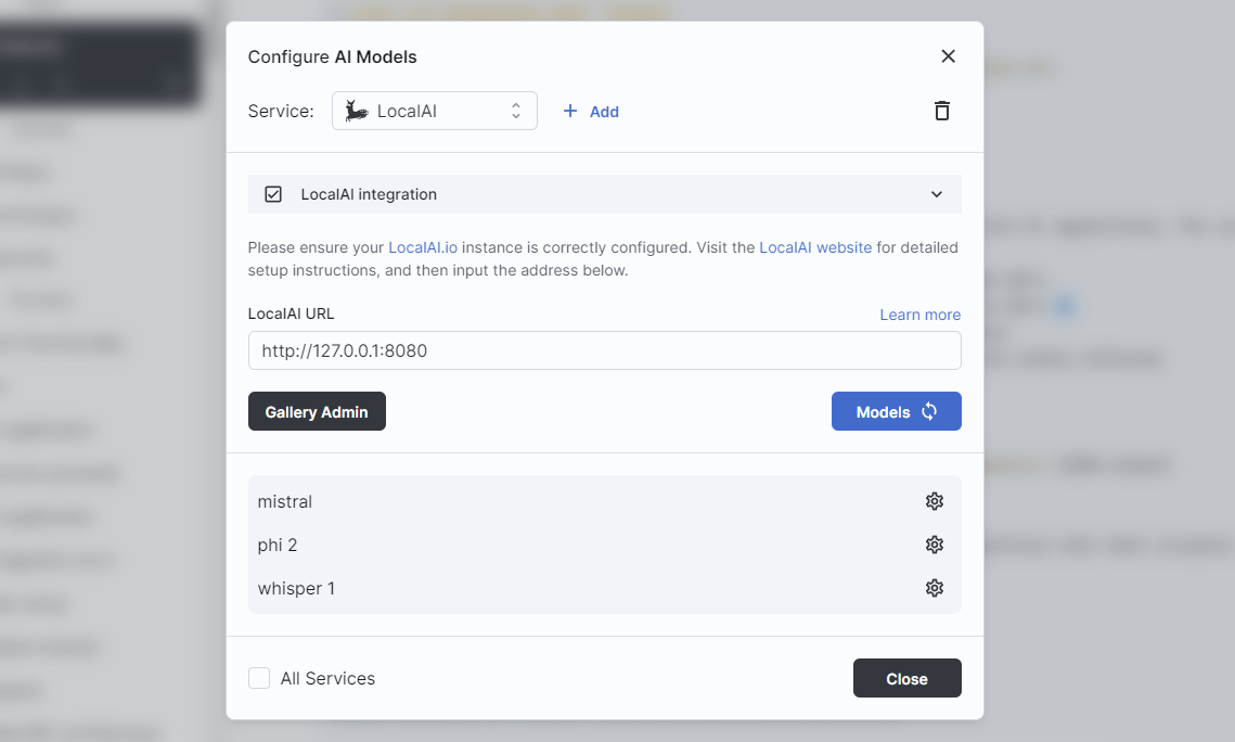 configure models