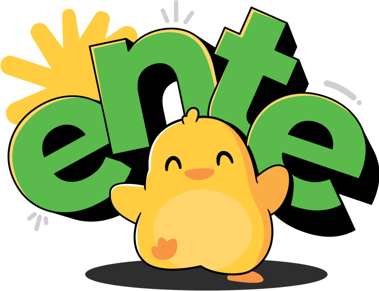 Ente's Mascot, Ducky,
    inviting people to Ente's source code repository