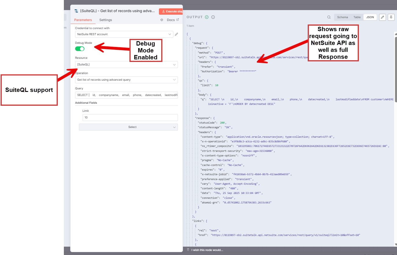 SuiteQL and Debug Mode