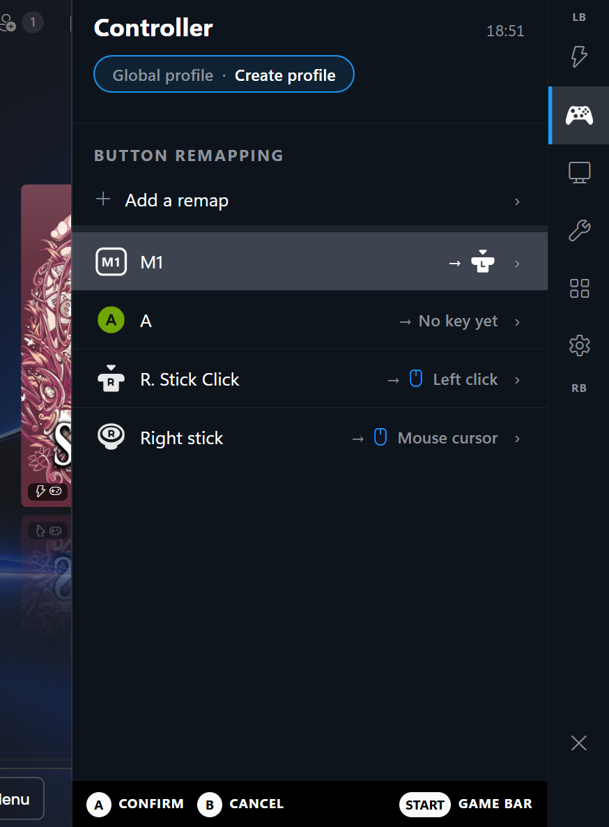 Controller settings in the QAM