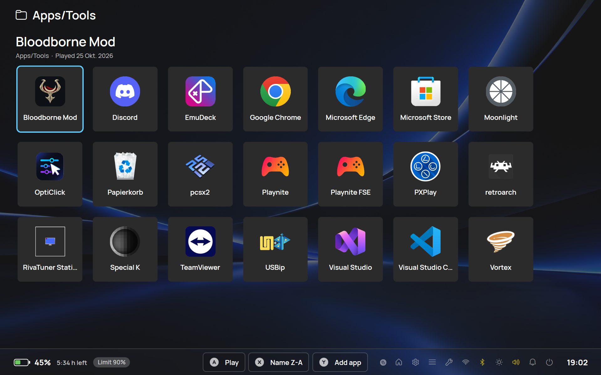 Apps and tools launcher in the library
