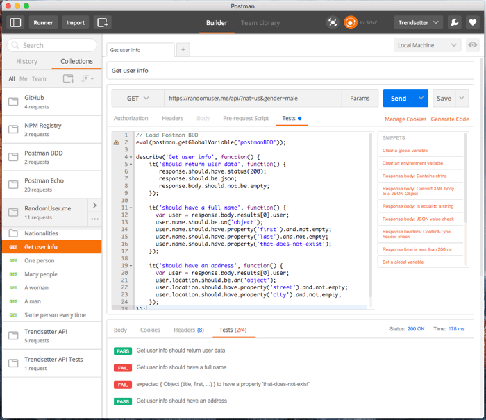 Postman BDD Example