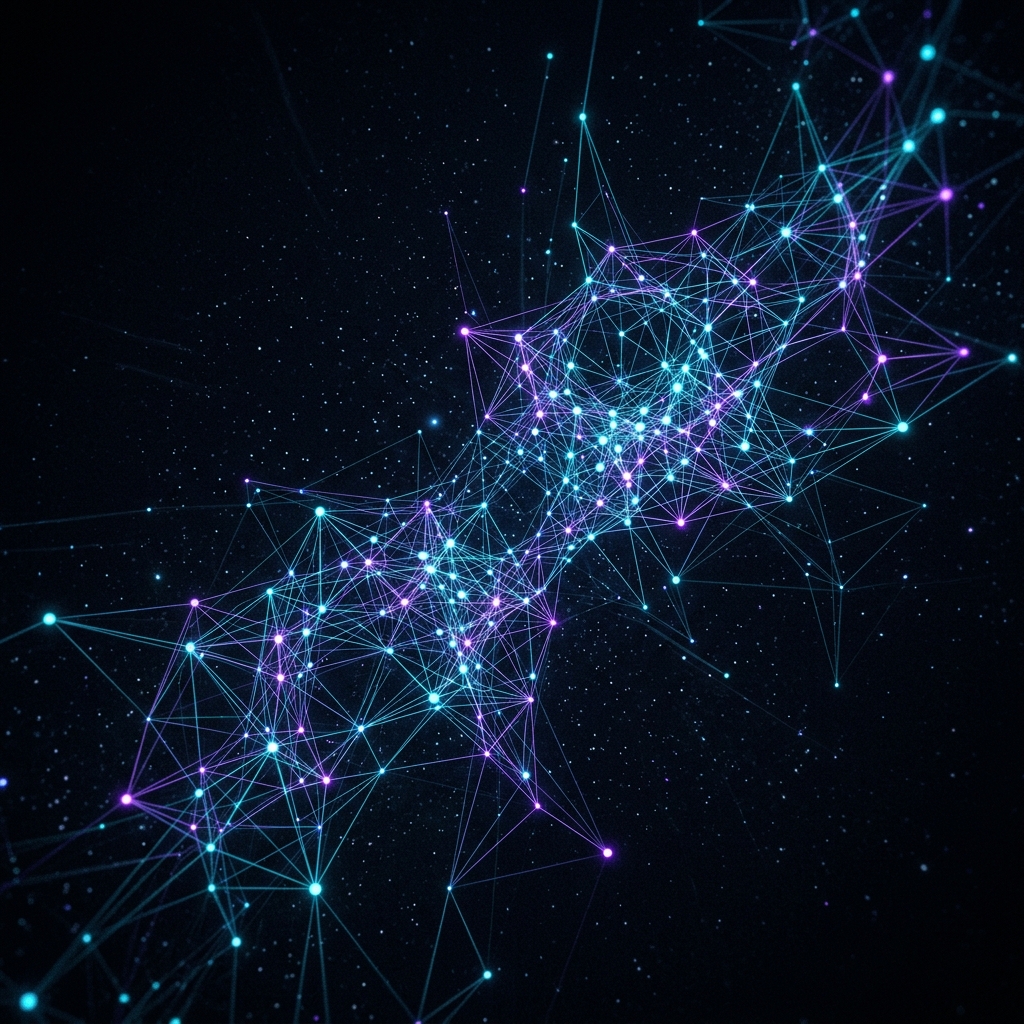 a glowing swarm network of model-matched sub-agent nodes