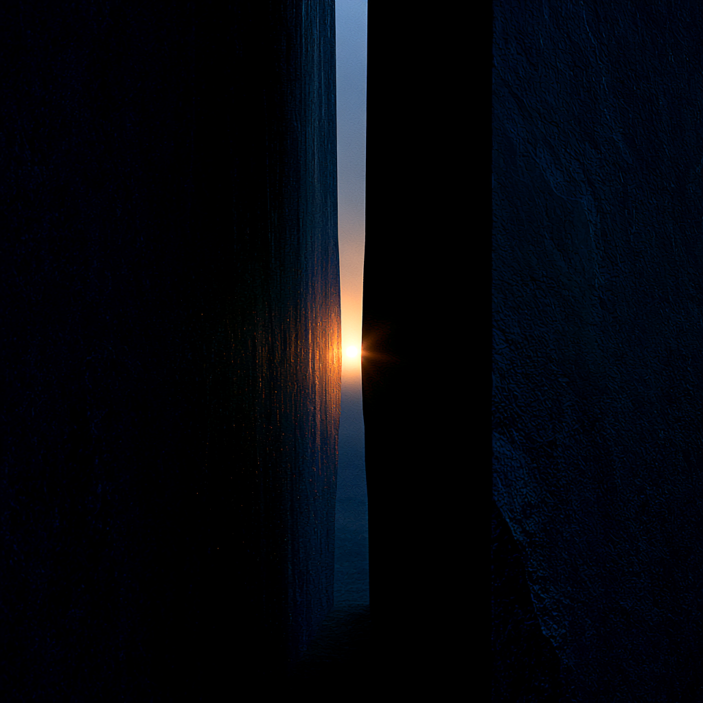 light through a narrow stone crevice