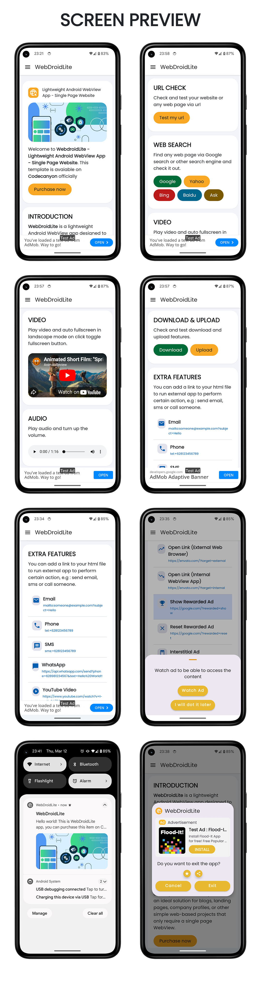WebDroidLite Screen Preview