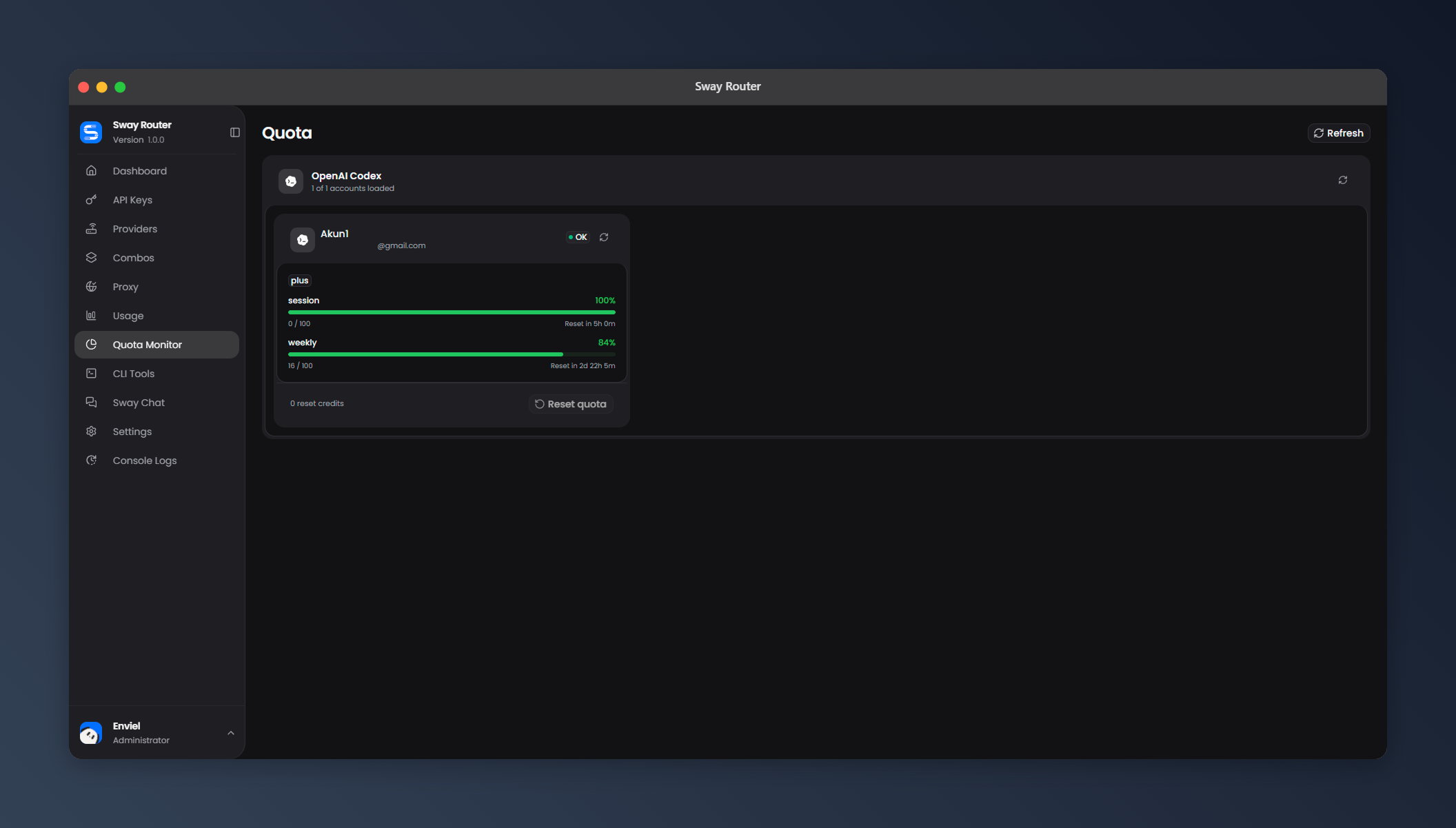 Quota monitor