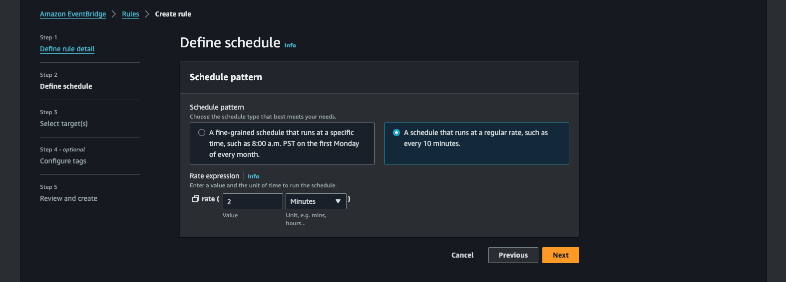 Define schedule