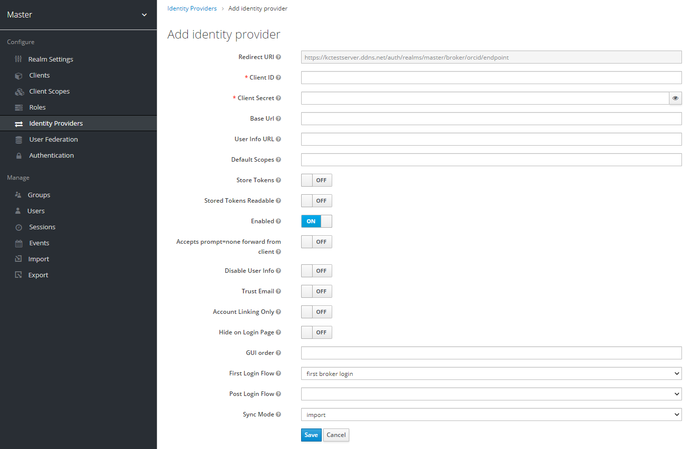 Add Identity Provider