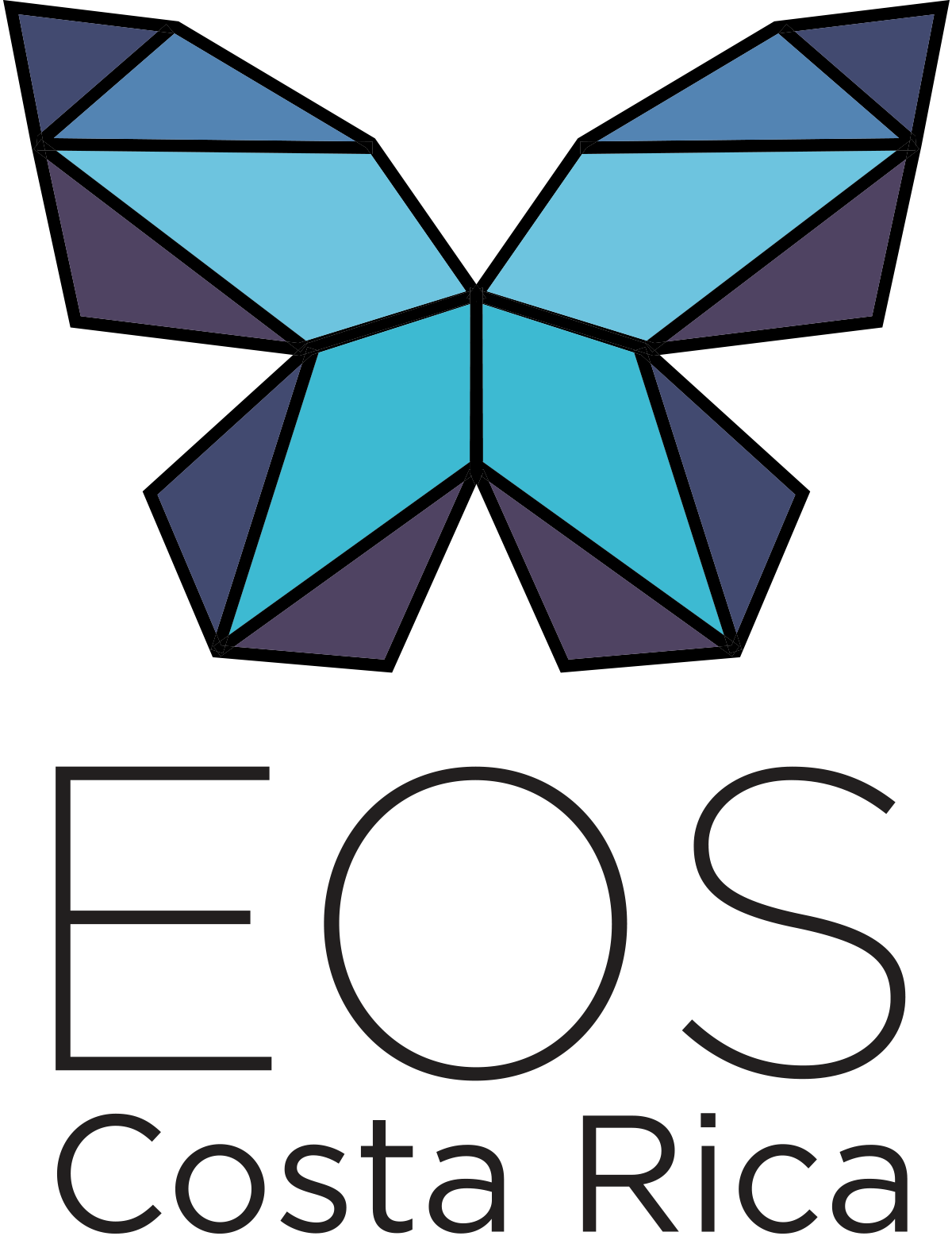 Logo multicolor vertical de EOS Costa Rica con fondo transparente