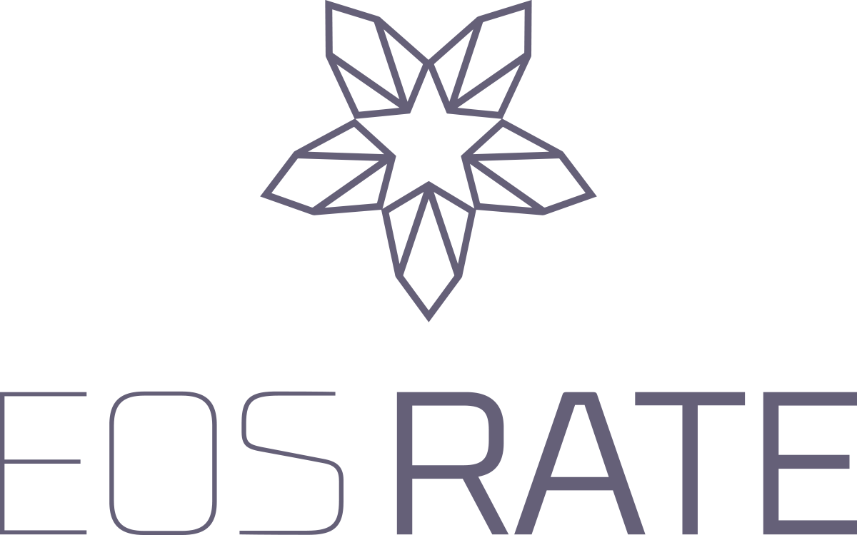 Logo vertical de EOS Rate con fondo transparente