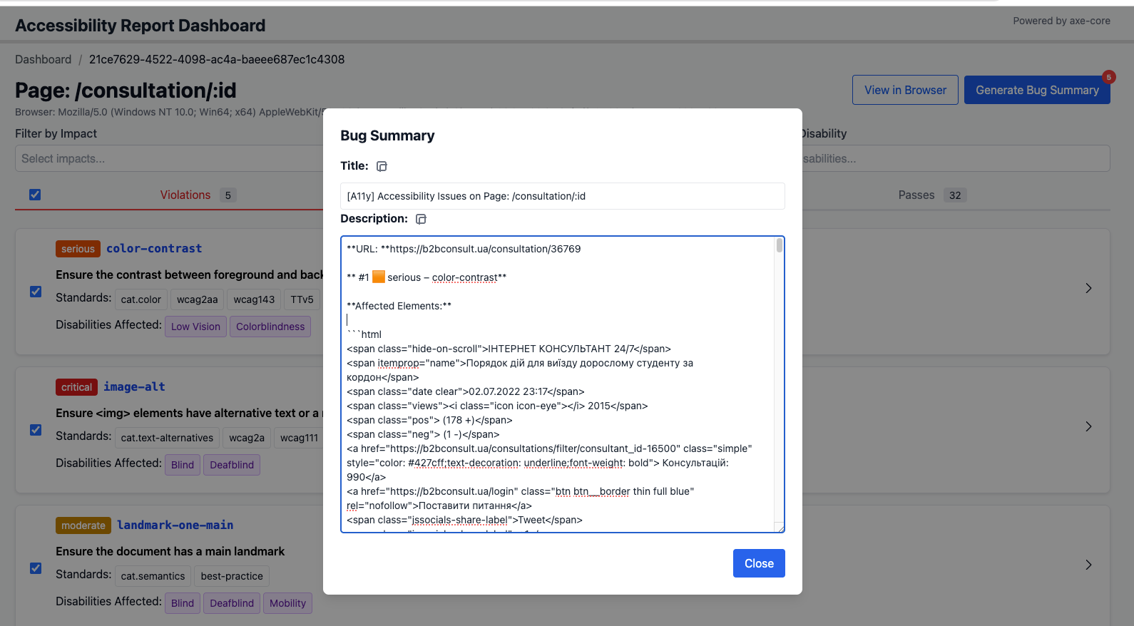 Grouped Bug Report Example