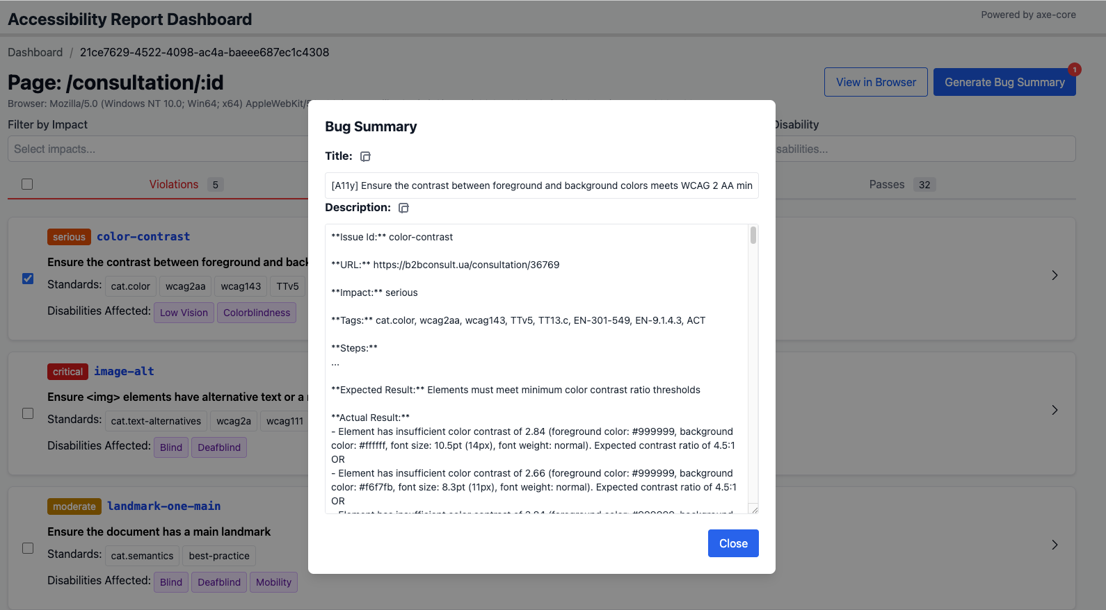 Single Bug Report Example
