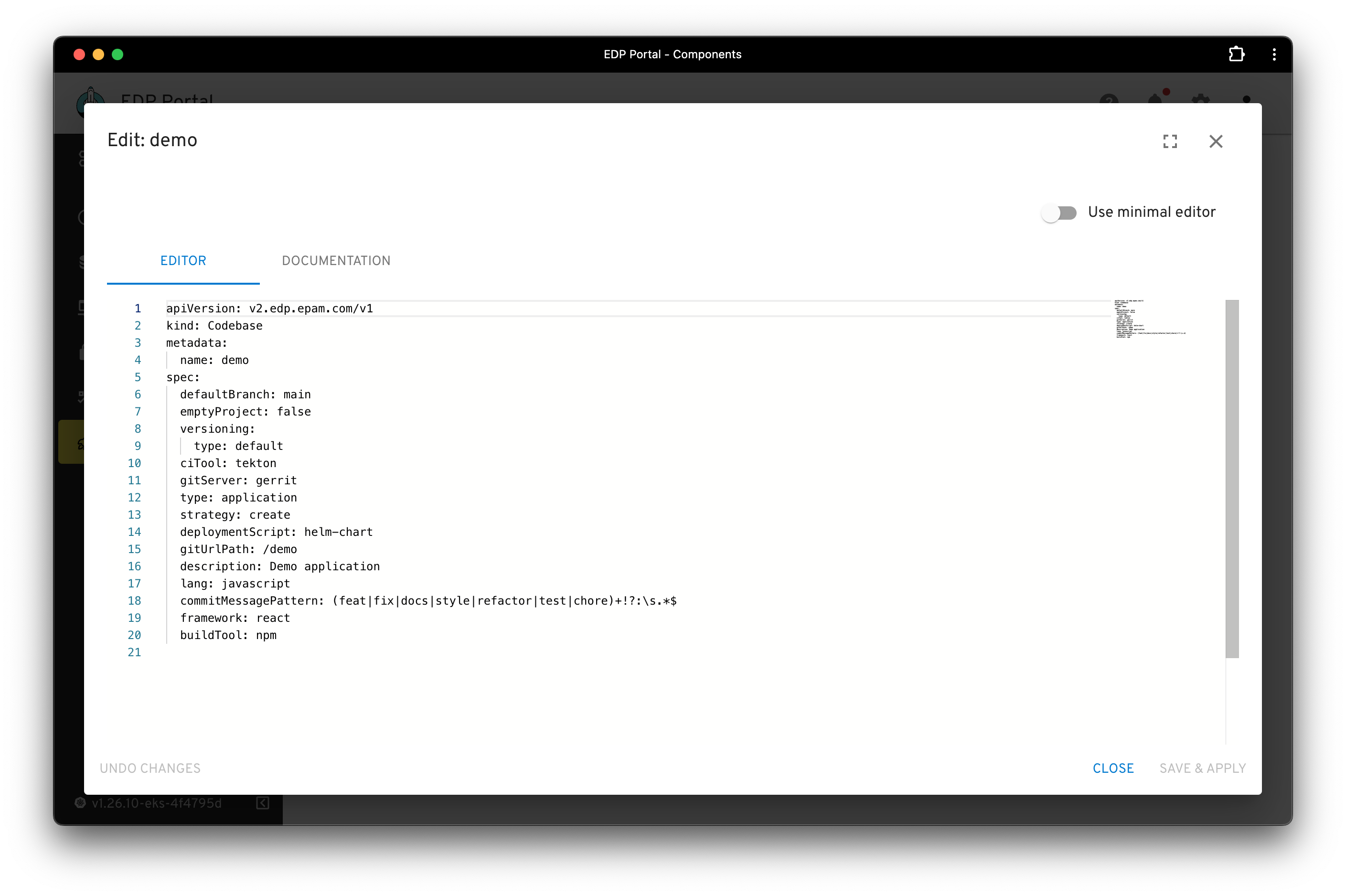 EDP Create Component Editor screenshot