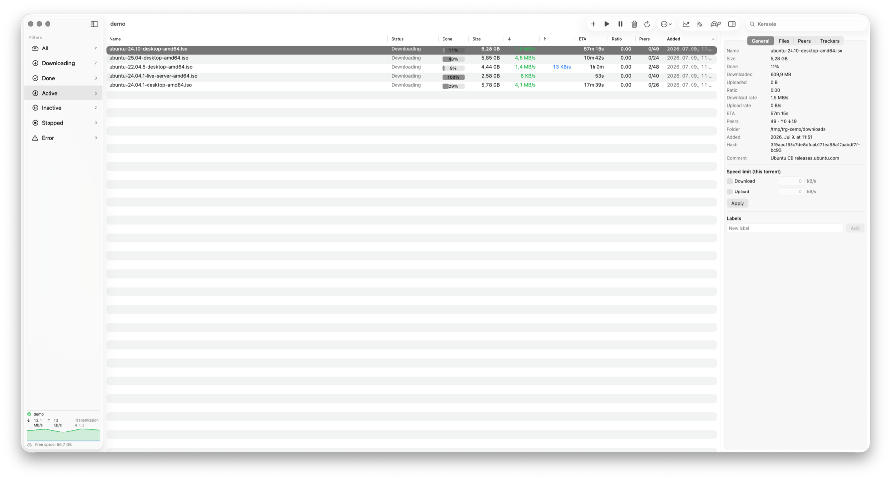 Transmission Remote GUI screenshot 1