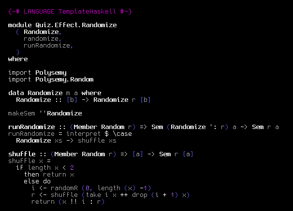 Ugly colorscheme Haskell screenshot