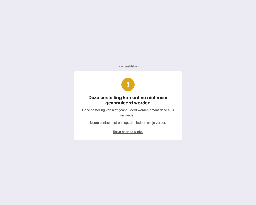 Fallback when an order can no longer be cancelled online