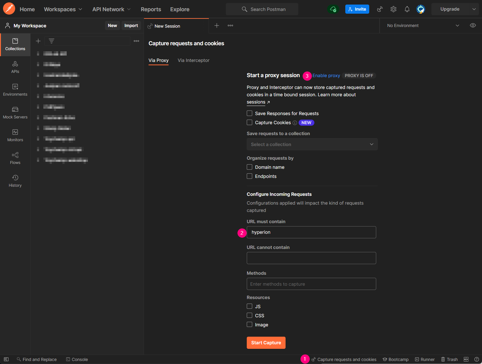 Postman proxy settings