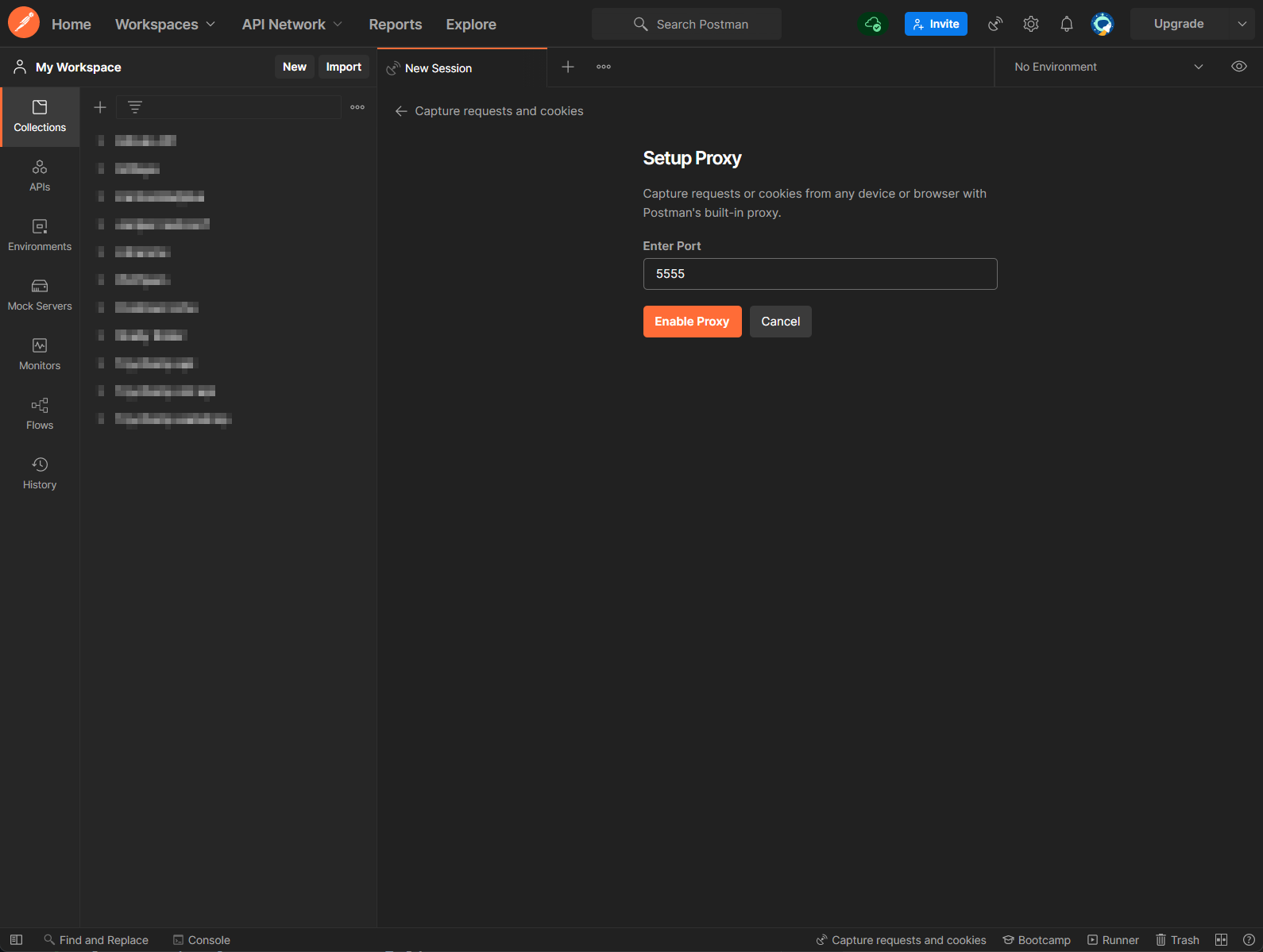 Postman proxy settings