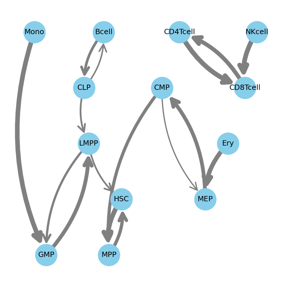 Crossprediction graph reconstruction of human hematopoietic lineage
