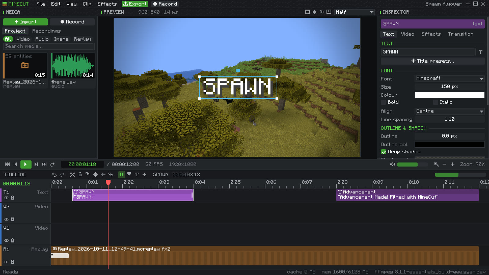 Editing a title in the inspector