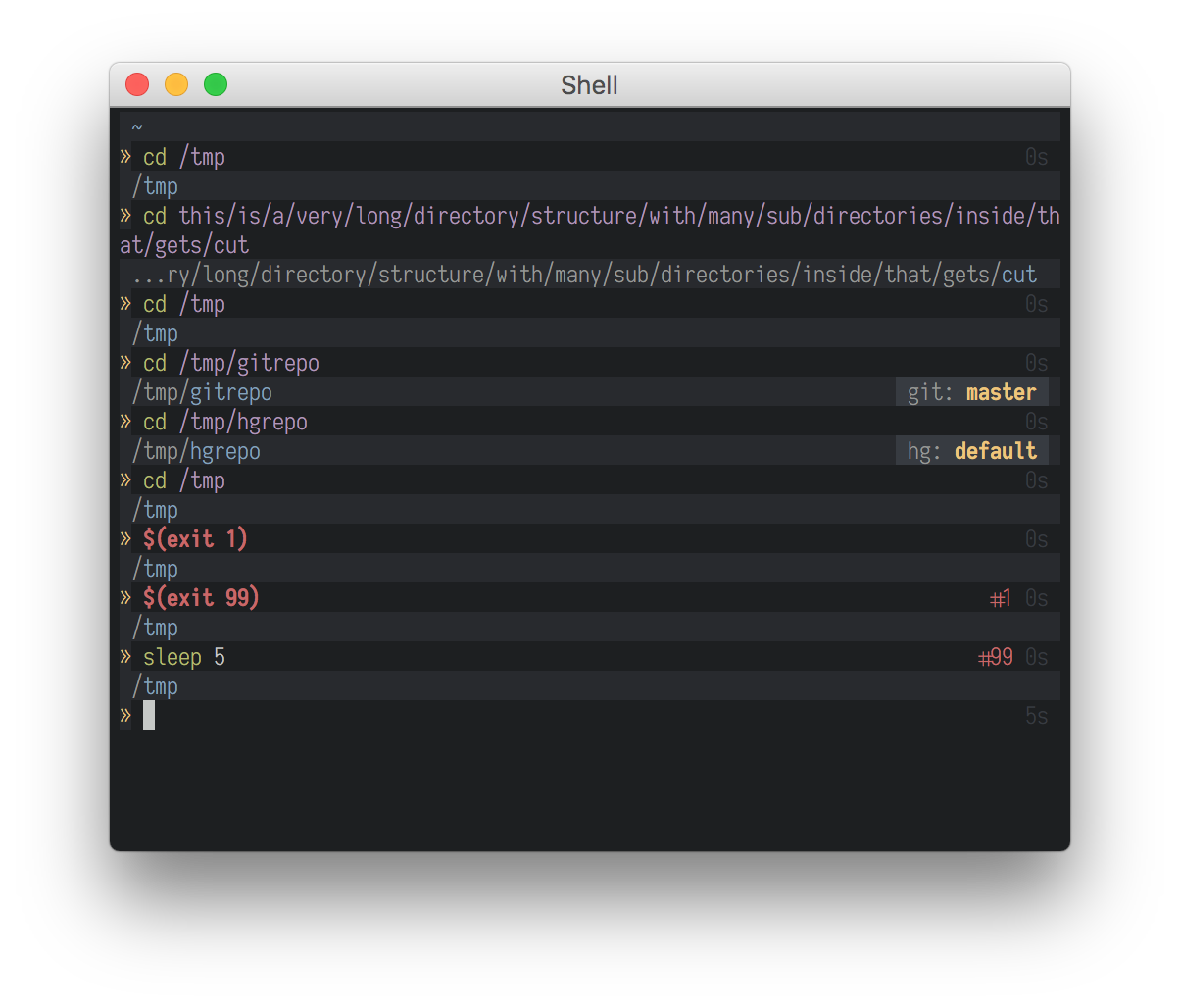 pad - A concise and colorful oh-my-zsh theme.