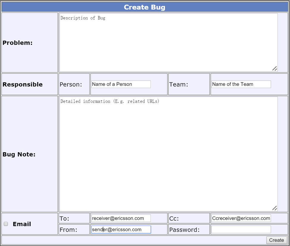 Fig.2 Create Bug table at Home Page