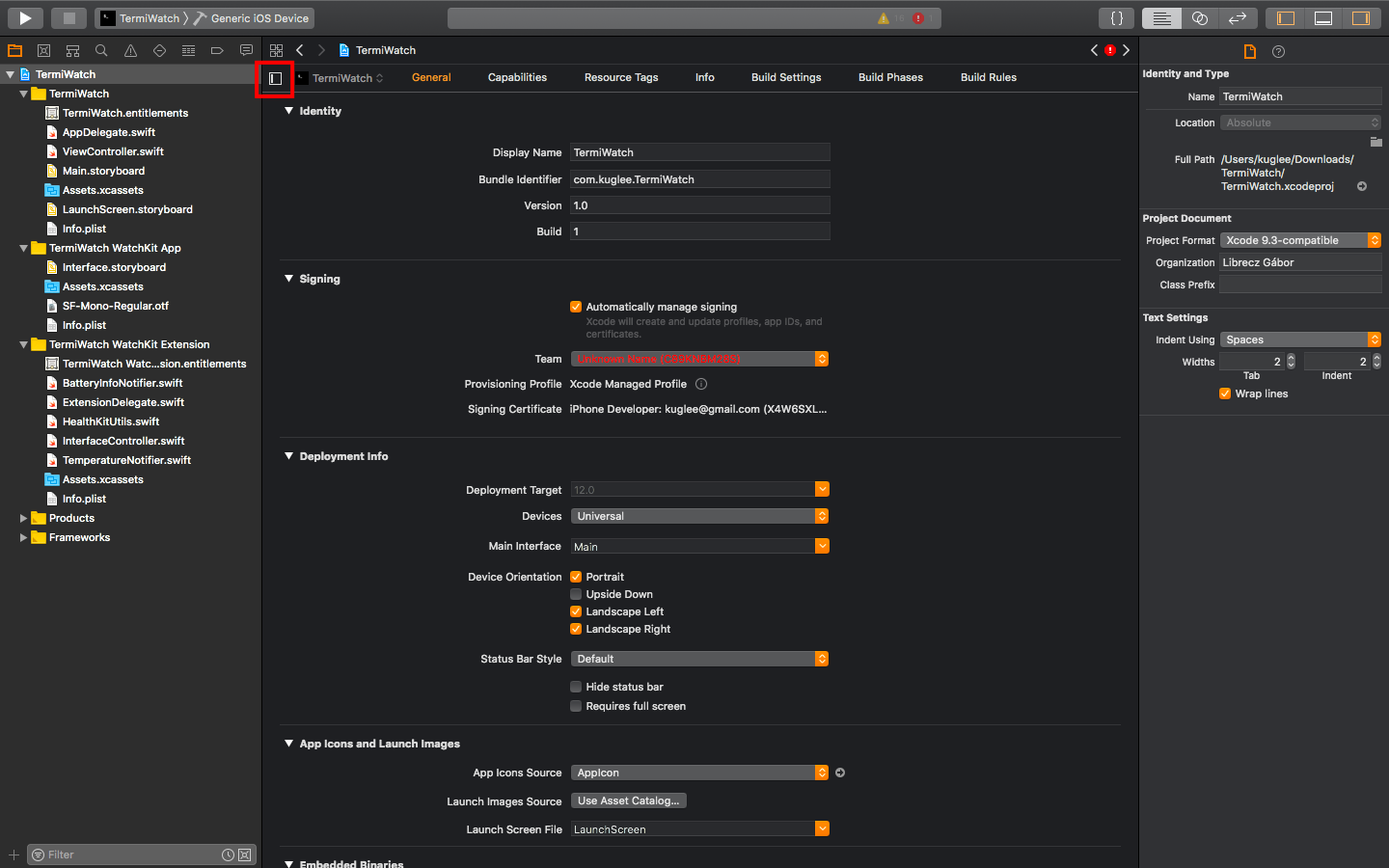 Show project and targets list