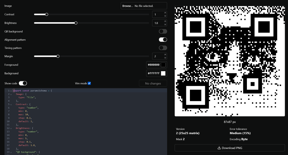 code and parameter editor ui