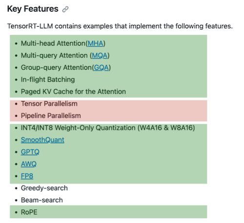 TensorRT features