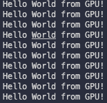 helloFromGPU 실행 결과