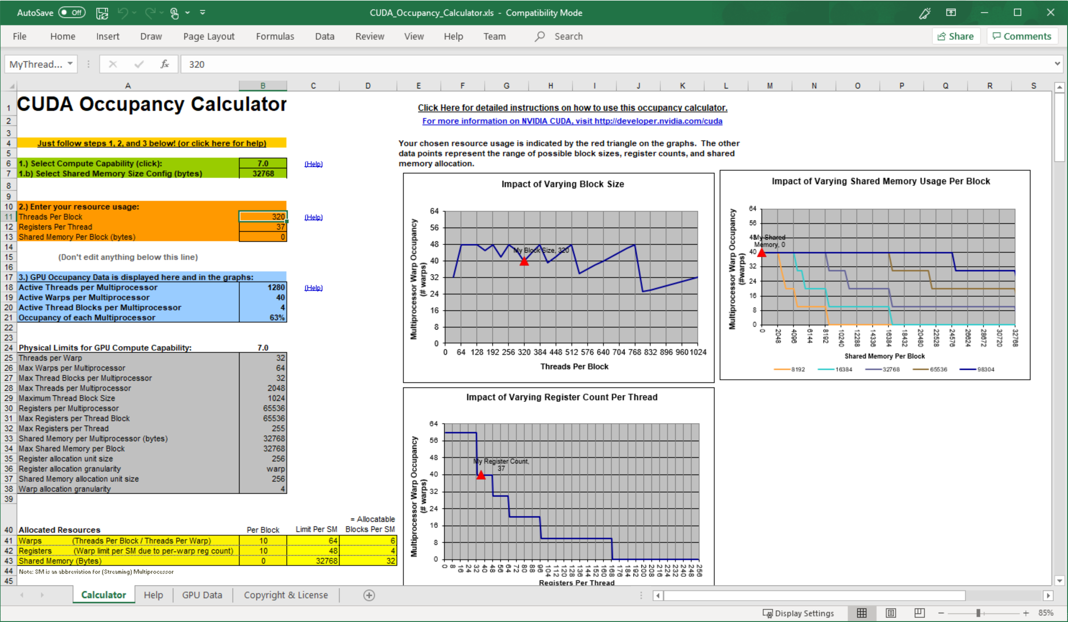 CUDA GPU Occupancy Calculator
